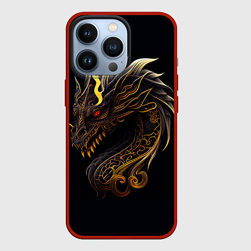 Чехол iPhone 13 Pro Китайский дракон - ирезуми / 3D-Красный – фото 1