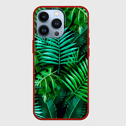 Чехол для iPhone 13 Pro Тропические растения - текстура, цвет: 3D-красный