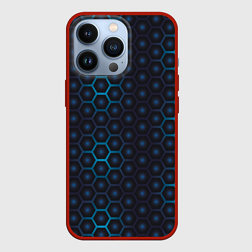Чехол iPhone 13 Pro Шестиугольная чешуя / 3D-Красный – фото 1