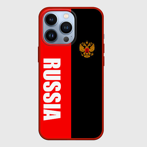 Чехол iPhone 13 Pro Россия: Черно-красный / 3D-Красный – фото 1