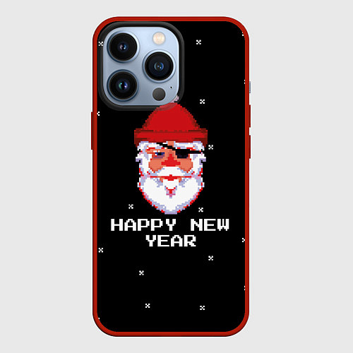Чехол iPhone 13 Pro Дед мороз с повязкой / 3D-Красный – фото 1