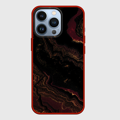 Чехол iPhone 13 Pro Золотистые блёстки и песок / 3D-Красный – фото 1