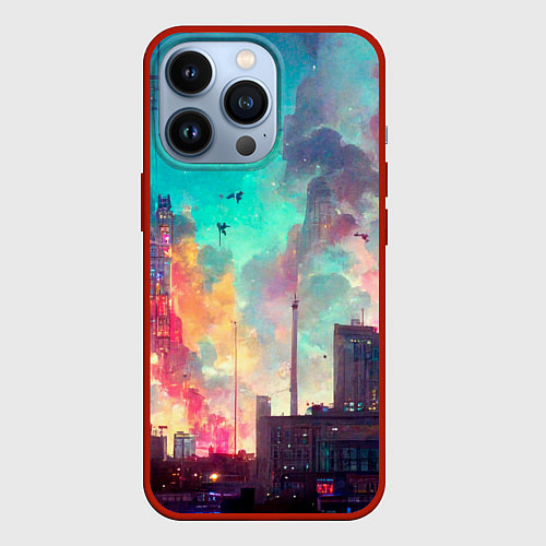 Чехол iPhone 13 Pro Разъяренный город / 3D-Красный – фото 1