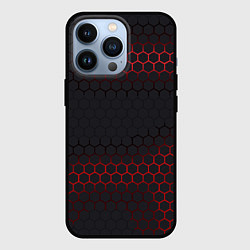 Чехол для iPhone 13 Pro Броня из стали красная, цвет: 3D-черный