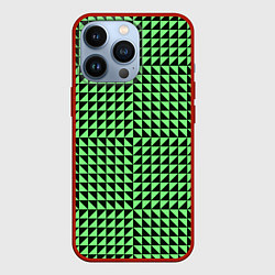 Чехол для iPhone 13 Pro Чёрно-зелёная оптическая иллюзия, цвет: 3D-красный