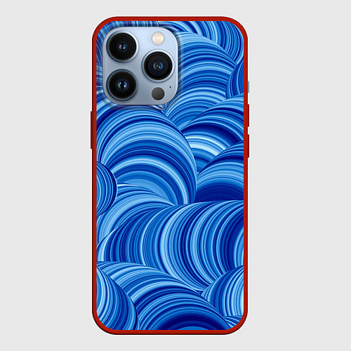 Чехол iPhone 13 Pro Дуговой шлейф - синий паттерн / 3D-Красный – фото 1