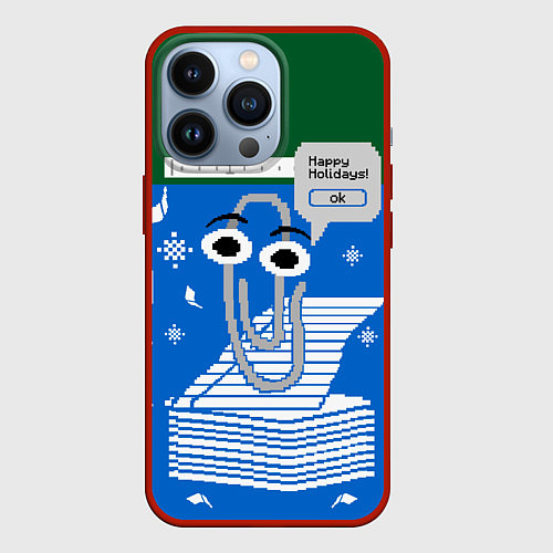 Чехол iPhone 13 Pro Скрепка Microsoft / 3D-Красный – фото 1