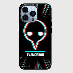 Чехол для iPhone 13 Pro Символ Evangelion в стиле glitch на темном фоне, цвет: 3D-черный