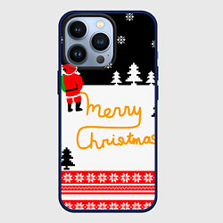 Чехол для iPhone 13 Pro Merry christmas - Санта Клаус, цвет: 3D-тёмно-синий
