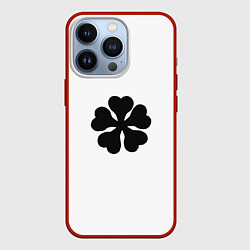 Чехол для iPhone 13 Pro Черный пятилистный клевер из аниме - черный клевер, цвет: 3D-красный
