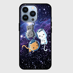 Чехол для iPhone 13 Pro Три котика в открытом космосе, цвет: 3D-черный