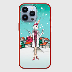 Чехол для iPhone 13 Pro Зайчиха модница, цвет: 3D-красный