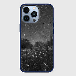 Чехол для iPhone 13 Pro Абстрактная тьма и следы белой краски, цвет: 3D-тёмно-синий