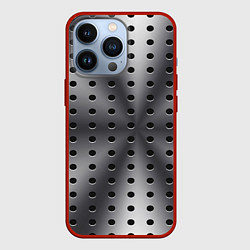 Чехол для iPhone 13 Pro Текстура перфорированного металла, цвет: 3D-красный