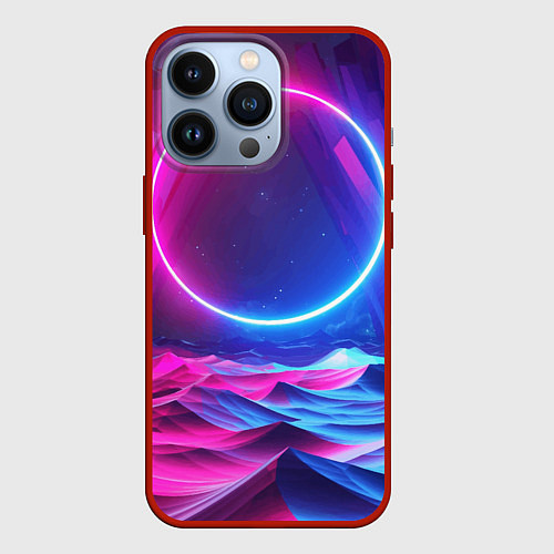 Чехол iPhone 13 Pro Круг и разноцветные кристаллы - vaporwave / 3D-Красный – фото 1