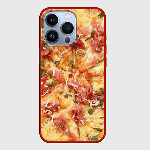 Чехол iPhone 13 Pro Вкусная пицца / 3D-Красный – фото 1
