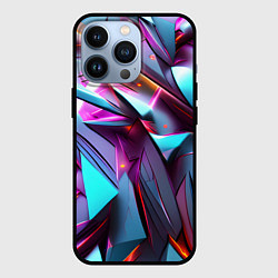 Чехол для iPhone 13 Pro Осколки голубовато-металлические, цвет: 3D-черный