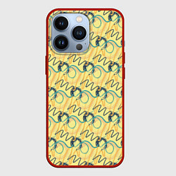 Чехол для iPhone 13 Pro Круги и линии гранж, цвет: 3D-красный