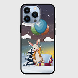 Чехол для iPhone 13 Pro Зайка на воздушных шарах, цвет: 3D-черный