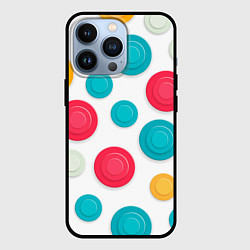 Чехол для iPhone 13 Pro Белый фон и абстрактные разноцветные объёмные окру, цвет: 3D-черный