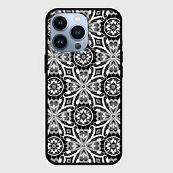 Чехол для iPhone 13 Pro Белое кружево на черном, цвет: 3D-черный