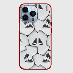 Чехол для iPhone 13 Pro Металло-чешуйчатая серая броня, цвет: 3D-красный