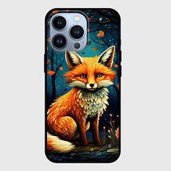 Чехол для iPhone 13 Pro Лиса в Folk Art стиле, цвет: 3D-черный