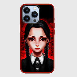 Чехол для iPhone 13 Pro Уэнсдэй на красном фоне, цвет: 3D-красный