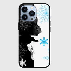 Чехол для iPhone 13 Pro Два кролика, цвет: 3D-черный