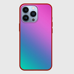 Чехол для iPhone 13 Pro Розовый с бирюзовым и синим градиент, цвет: 3D-красный