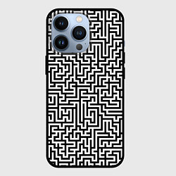 Чехол для iPhone 13 Pro Черно-белый лабиринт, цвет: 3D-черный