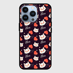 Чехол для iPhone 13 Pro Паттерн котика на темном фоне, цвет: 3D-черный