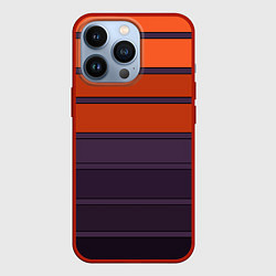 Чехол для iPhone 13 Pro Полосатый фиолетово-оранжевый узор, цвет: 3D-красный