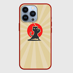 Чехол для iPhone 13 Pro Кот-ниндзя, цвет: 3D-красный