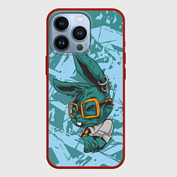 Чехол для iPhone 13 Pro Крутой заяц в очках, цвет: 3D-красный