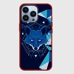Чехол для iPhone 13 Pro Голова синей лисы, цвет: 3D-красный