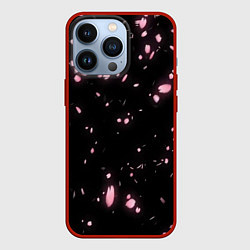 Чехол для iPhone 13 Pro Неоновые липестки сакуры, цвет: 3D-красный