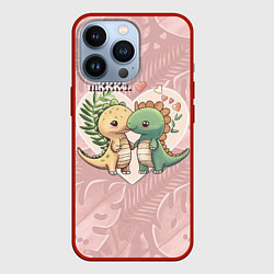 Чехол для iPhone 13 Pro Миссис и Мистр Влюбленные динозавры, цвет: 3D-красный