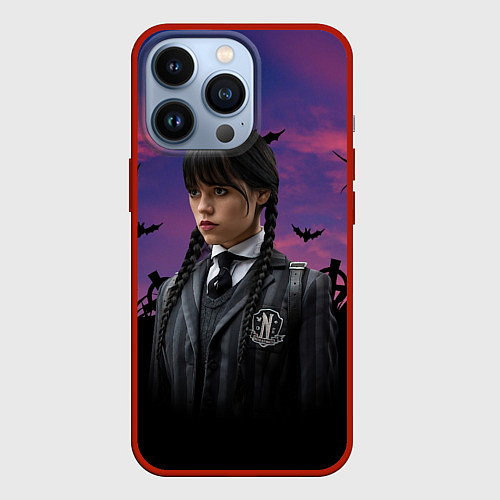 Чехол iPhone 13 Pro Wednesday Addams / 3D-Красный – фото 1