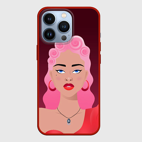 Чехол iPhone 13 Pro Retro girl / 3D-Красный – фото 1
