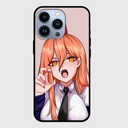 Чехол для iPhone 13 Pro Человек - бензопила Пауэр с рогами, цвет: 3D-черный