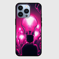 Чехол для iPhone 13 Pro Абстрактные идеи в виде лампочек у людей в неоново, цвет: 3D-черный
