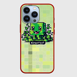 Чехол для iPhone 13 Pro Милашка криппер на кубическом фоне, цвет: 3D-красный