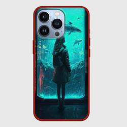 Чехол для iPhone 13 Pro Девушка и аквариум, цвет: 3D-красный