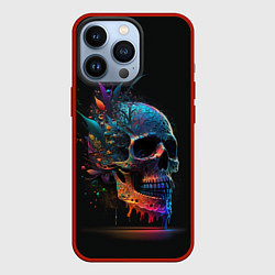 Чехол для iPhone 13 Pro Красочный череп с цветами, цвет: 3D-красный
