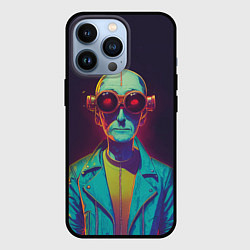 Чехол iPhone 13 Pro Голова лысого ученого киберпанка