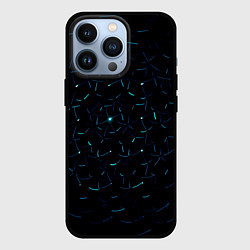 Чехол для iPhone 13 Pro Абстрактные неоновые светло-синие линии шара, цвет: 3D-черный