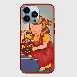 Чехол для iPhone 13 Pro Девочка с виниловой пластинкой - рождена быть звез, цвет: 3D-красный