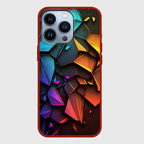 Чехол iPhone 13 Pro Неоновая абстрактная чешуя дракона / 3D-Красный – фото 1