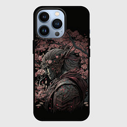 Чехол для iPhone 13 Pro Самурай среди ветвей цветущей сакуры, цвет: 3D-черный